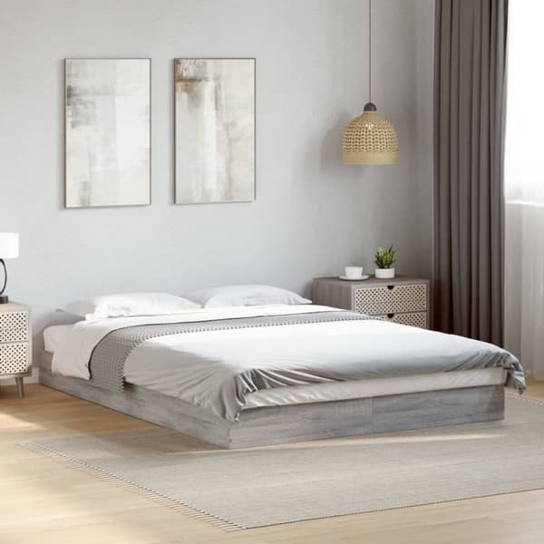 vidaXL sengestel 140x200 cm konstrueret træ grå sonoma-eg