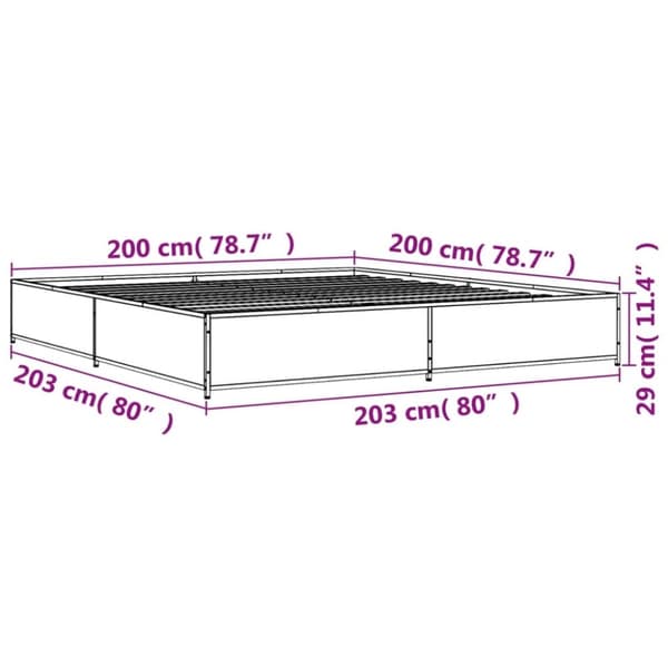 vidaXL sengestel 200x200 cm konstrueret træ og metal sort