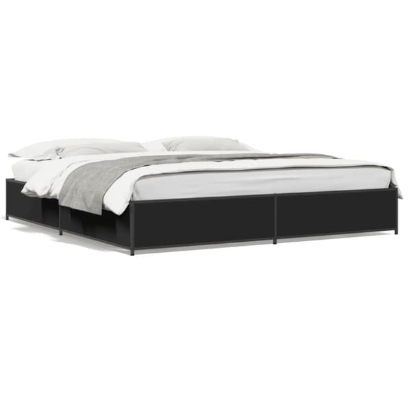 vidaXL sengestel 200x200 cm konstrueret træ og metal sort