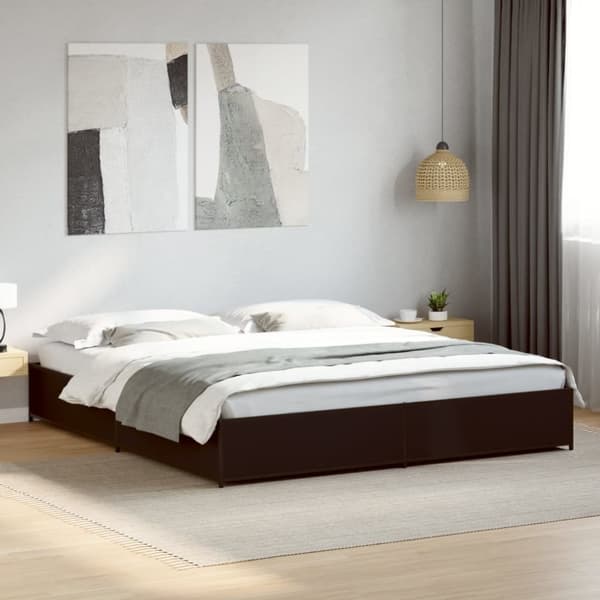 vidaXL sengestel 200x200 cm konstrueret træ og metal sort