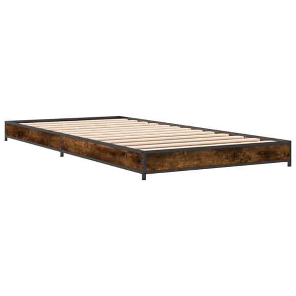 vidaXL Sengeramme røkt eik 90x200 cm konstruert tre og metall