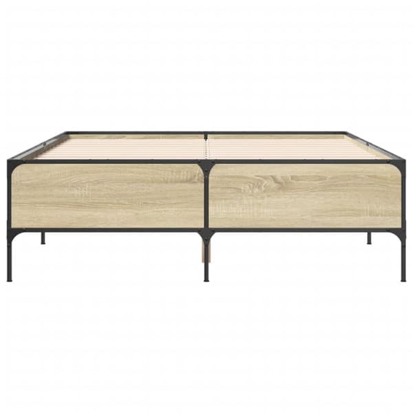 vidaXL sengestel 140x200 cm konstrueret træ og metal sonoma-eg