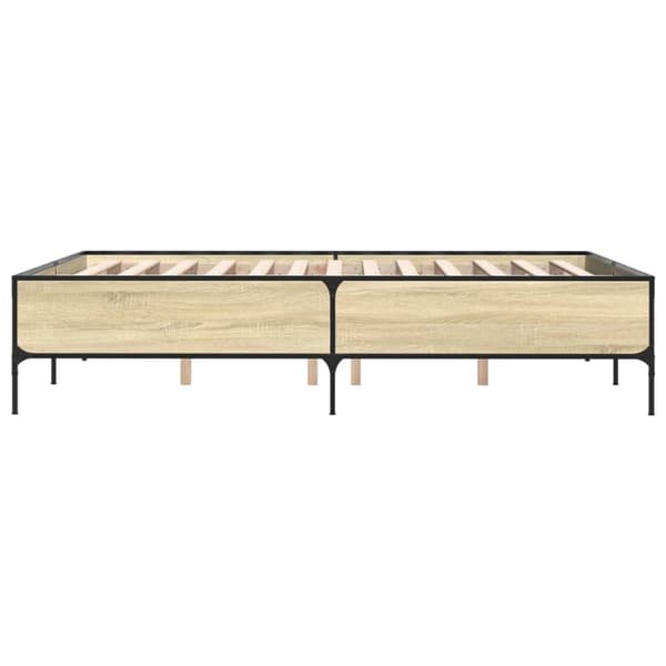 vidaXL sengestel 140x200 cm konstrueret træ og metal sonoma-eg