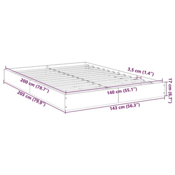 vidaXL sengestel 140x200 cm konstrueret træ betongrå