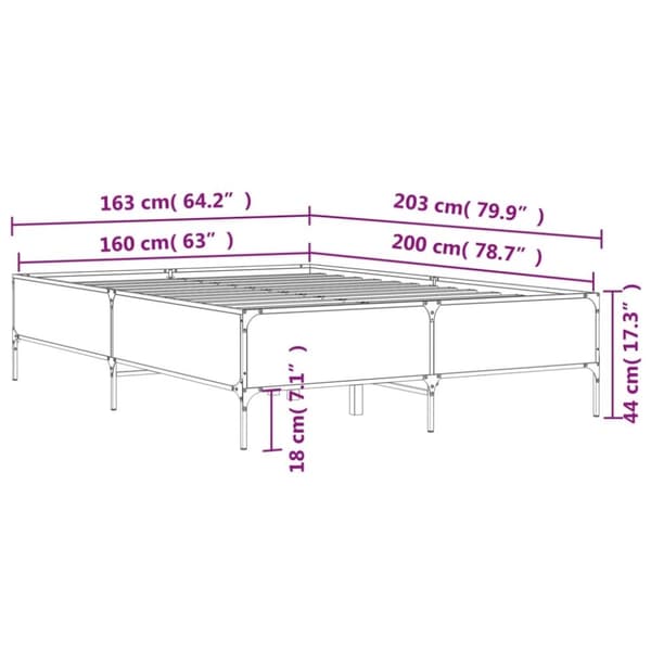 vidaXL Sengeramme svart 160x200 cm konstruert tre og metall