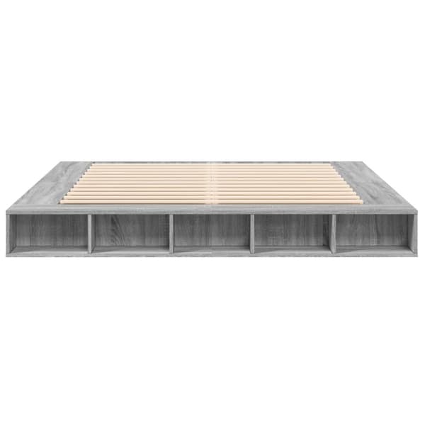 vidaXL sengestel 200x200 cm konstrueret træ grå sonoma-eg