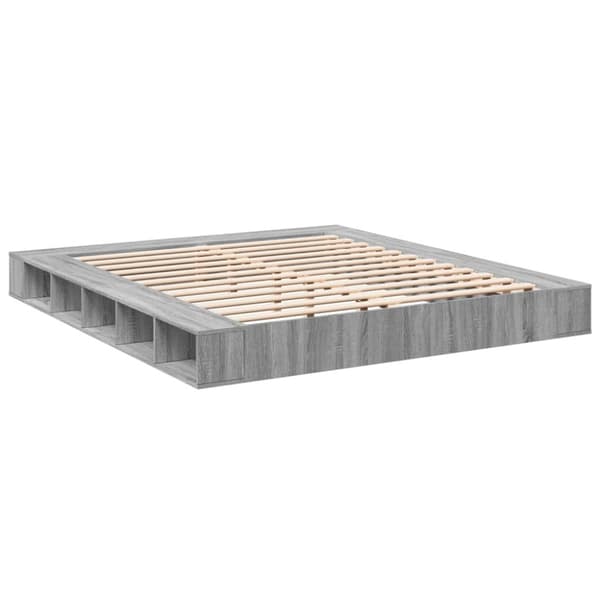 vidaXL sengestel 200x200 cm konstrueret træ grå sonoma-eg