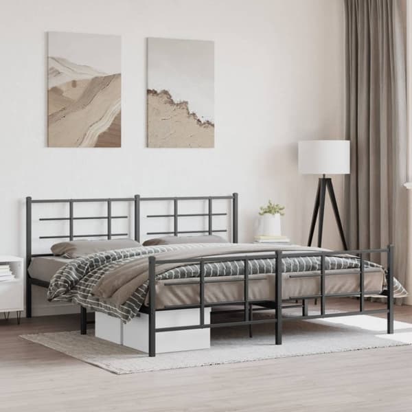 vidaXL Sengeramme i metall uten madrass med fotgavl svart 180x200 cm