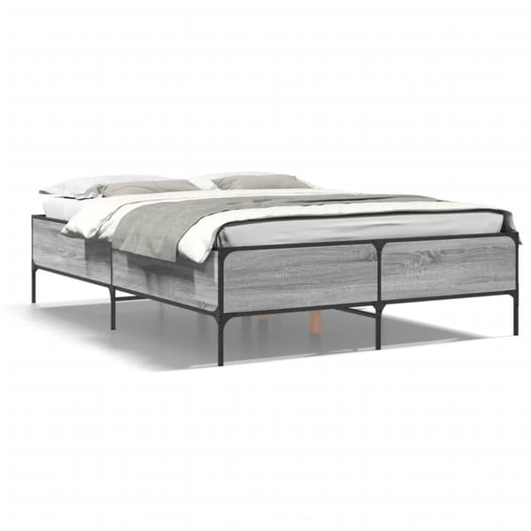 vidaXL Sengeramme grå sonoma 120x190 cm konstruert tre og metall