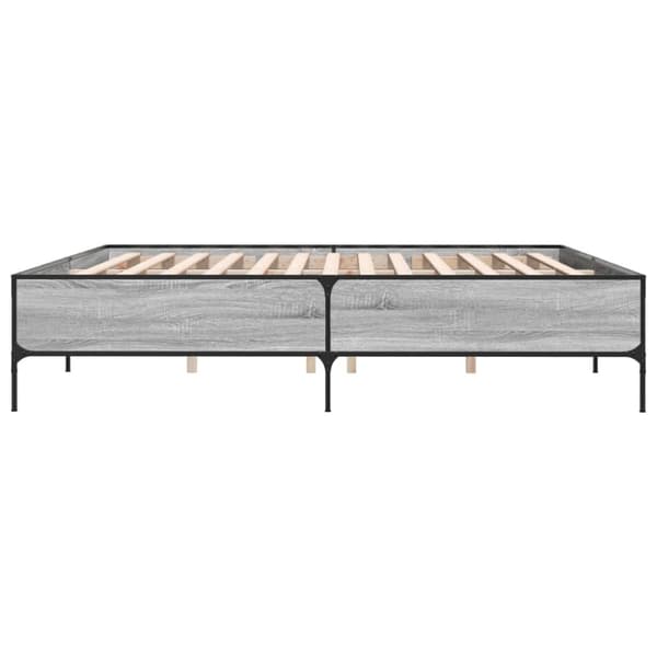 vidaXL Sengeramme grå sonoma 180x200 cm konstruert tre og metall