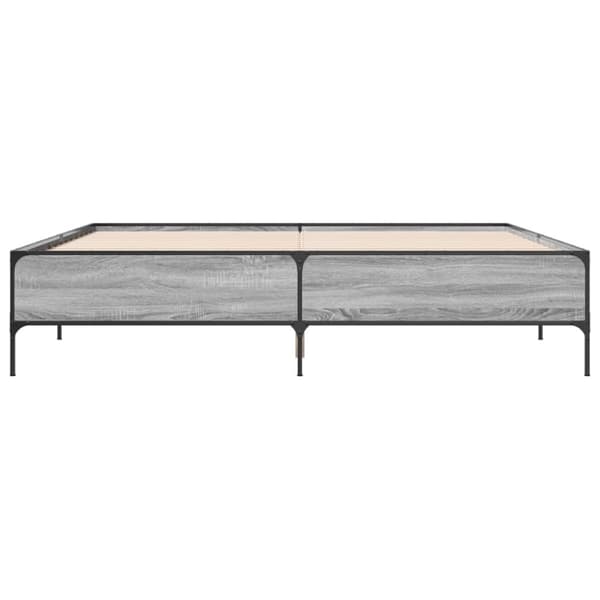 vidaXL Sengeramme grå sonoma 180x200 cm konstruert tre og metall