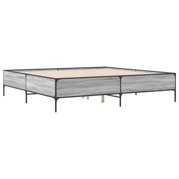 vidaXL Sengeramme grå sonoma 180x200 cm konstruert tre og metall