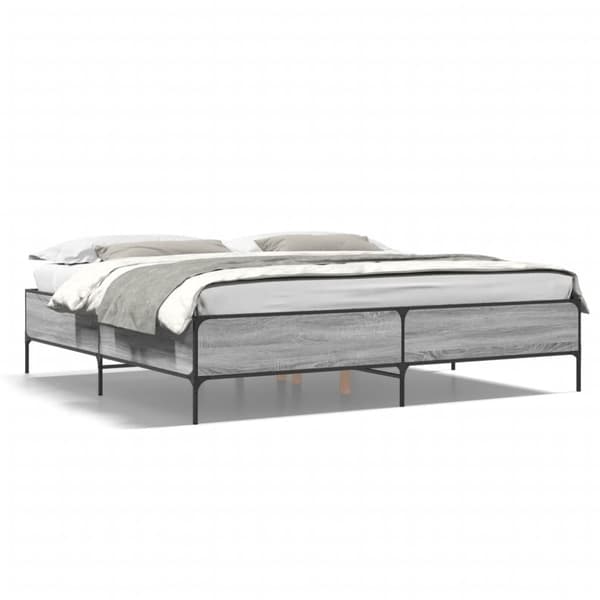 vidaXL Sengeramme grå sonoma 180x200 cm konstruert tre og metall