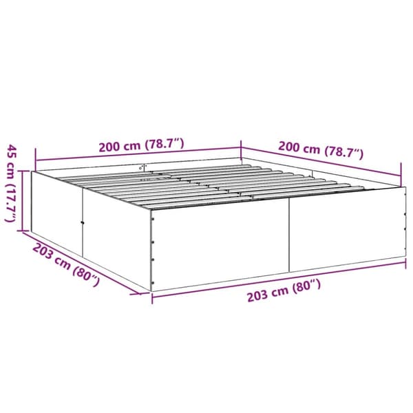 vidaXL Sängynrunko savutammi 200x200 cm tekninen puu
