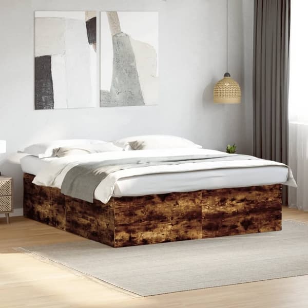 vidaXL Sängynrunko savutammi 200x200 cm tekninen puu