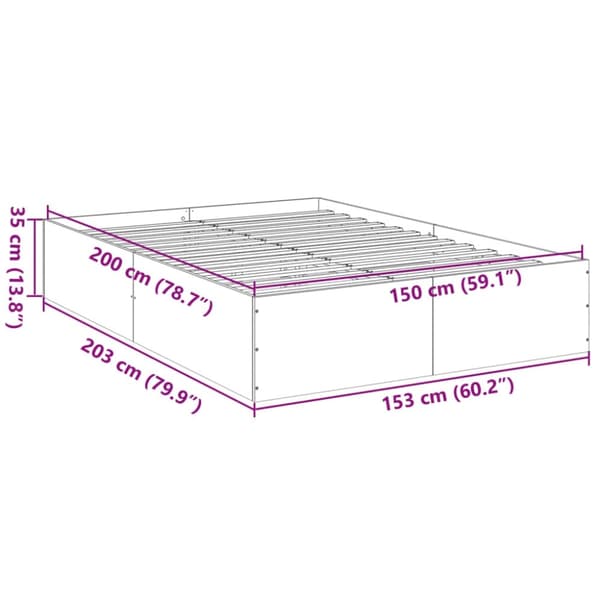 vidaXL sengestel 150x200 cm konstrueret træ sonoma-eg