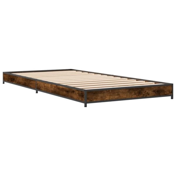 vidaXL Sängynrunko savutammi 100x200 cm tekninen puu ja metalli