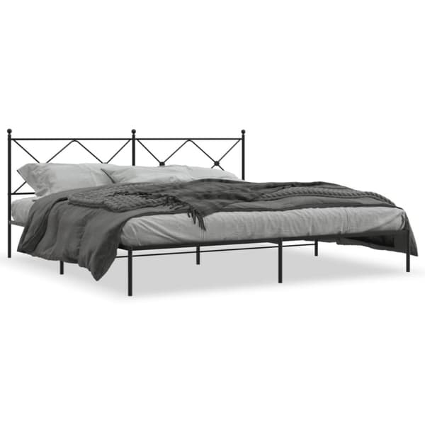 vidaXL sengeramme med sengegavl 200x200 cm metal sort