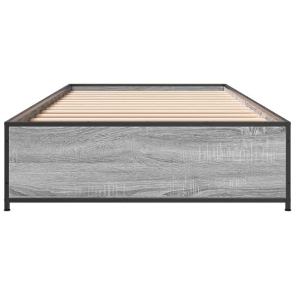 vidaXL Sängynrunko harmaa Sonoma 90x190 cm tekninen puu ja metalli