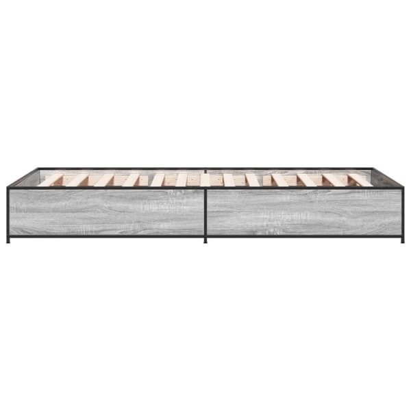 vidaXL Sängynrunko harmaa Sonoma 90x190 cm tekninen puu ja metalli
