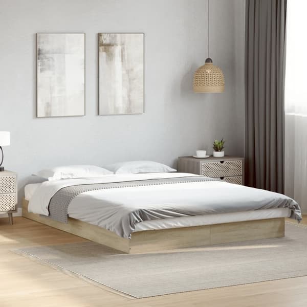 vidaXL sengestel 120x200 cm konstrueret træ sonoma-eg