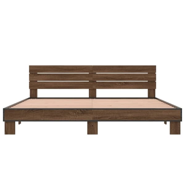 vidaXL Sengeramme brun eik 200x200 cm konstruert tre og metall