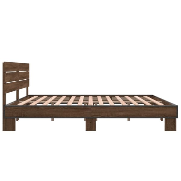 vidaXL Sengeramme brun eik 200x200 cm konstruert tre og metall