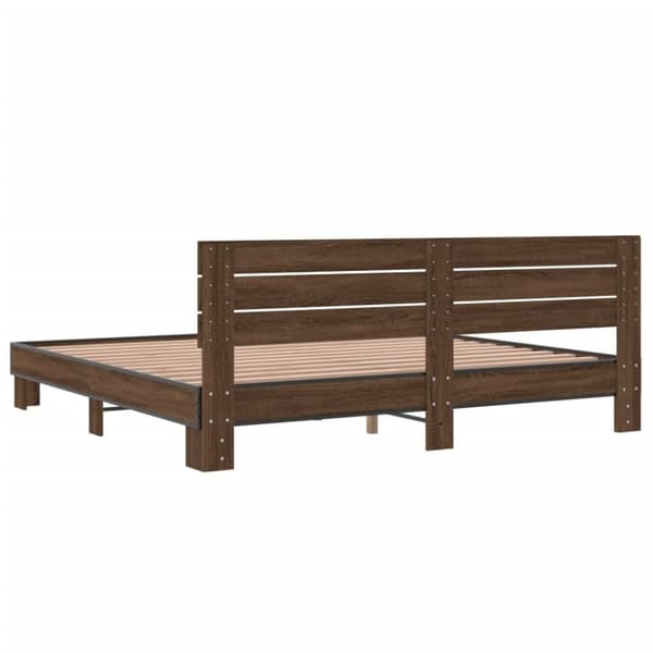 vidaXL Sengeramme brun eik 200x200 cm konstruert tre og metall