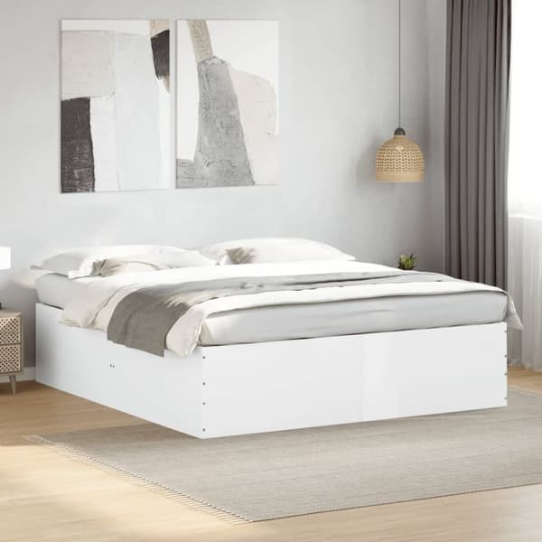 vidaXL sengestel 200x200 cm konstrueret træ hvid