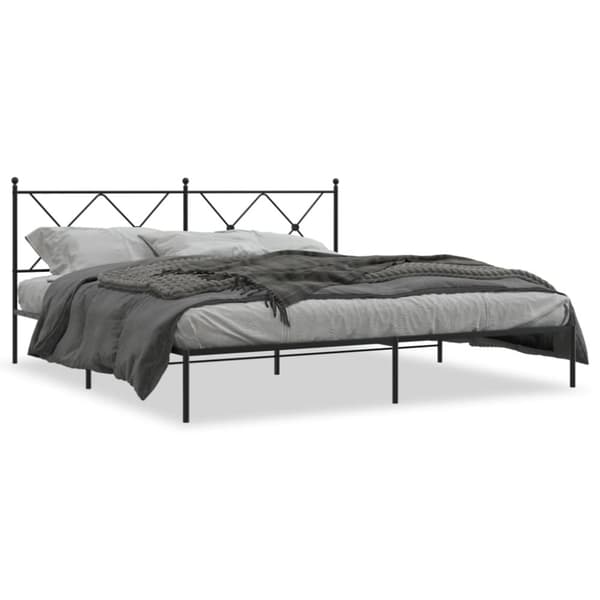 vidaXL Sengeramme i metall med sengegavl svart 183x213 cm