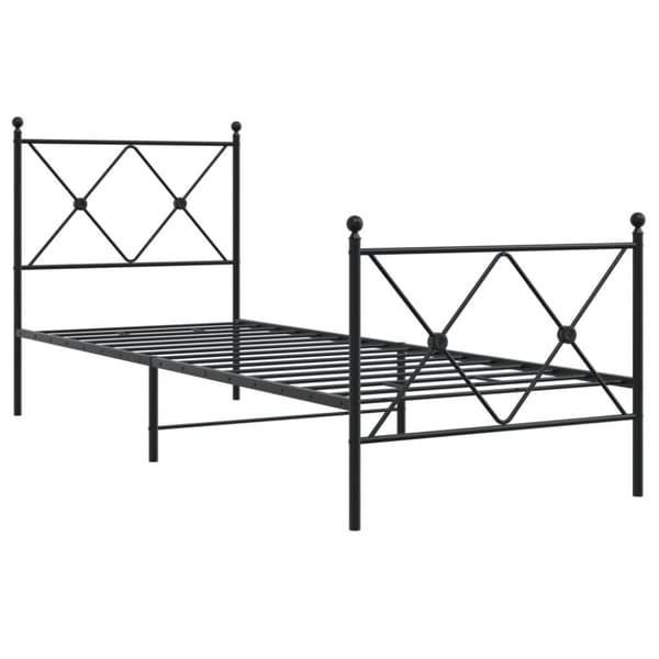 vidaXL Sengeramme i metall med hode- og fotgavl svart 80x200 cm