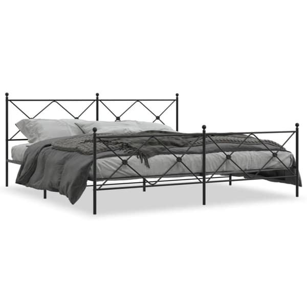 vidaXL Sengeramme i metall med hode- og fotgavl svart 193x203 cm