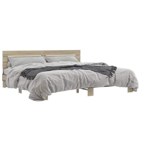 vidaXL Sengeramme sonoma eik 180x200 cm konstruert tre og metall