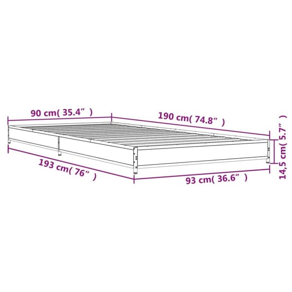 vidaXL Sengeramme svart 90x190 cm konstruert tre og metall
