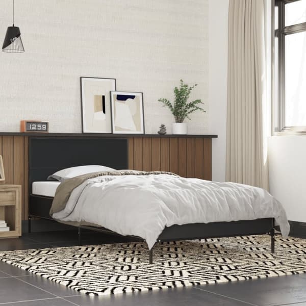 vidaXL Sengeramme svart 75x190 cm konstruert tre og metall