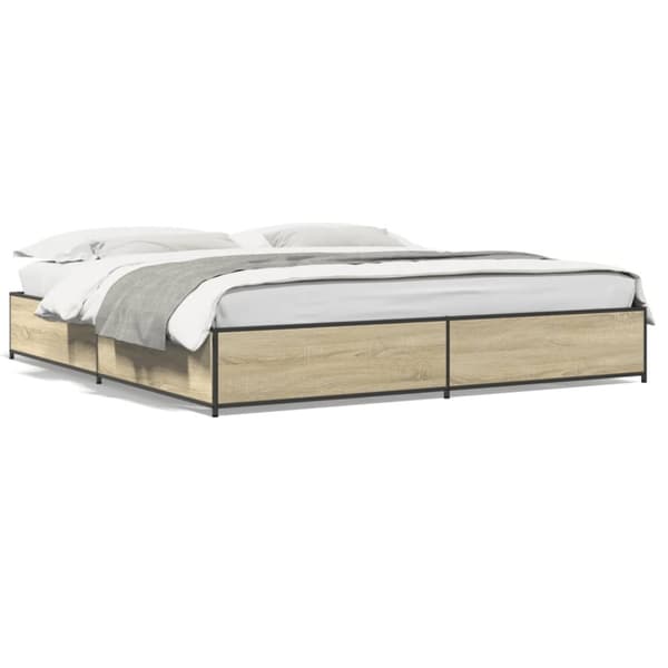 vidaXL Sengeramme sonoma eik 160x200 cm konstruert tre og metall
