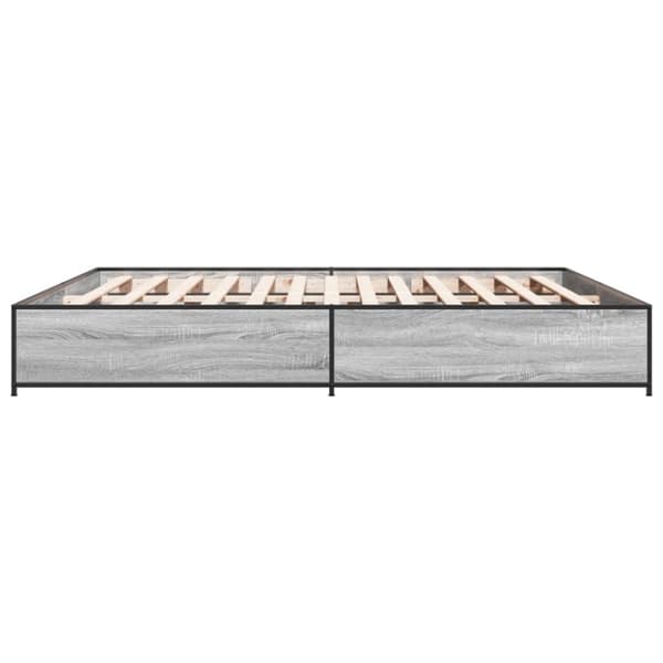 vidaXL sengestel 200x200 cm konstrueret træ og metal grå sonoma-eg
