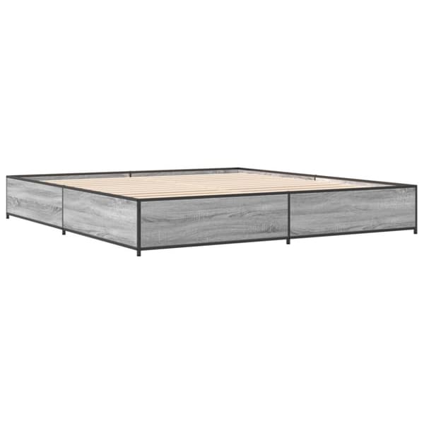 vidaXL sengestel 200x200 cm konstrueret træ og metal grå sonoma-eg