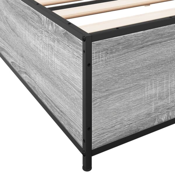 vidaXL sengestel 200x200 cm konstrueret træ og metal grå sonoma-eg