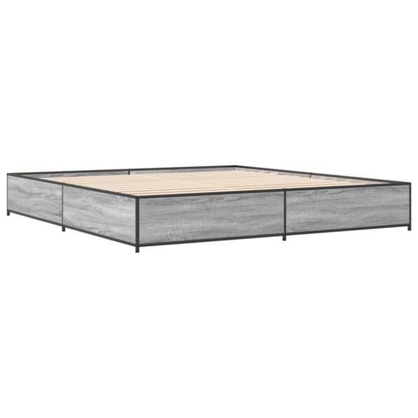 vidaXL sengestel 200x200 cm konstrueret træ og metal grå sonoma-eg