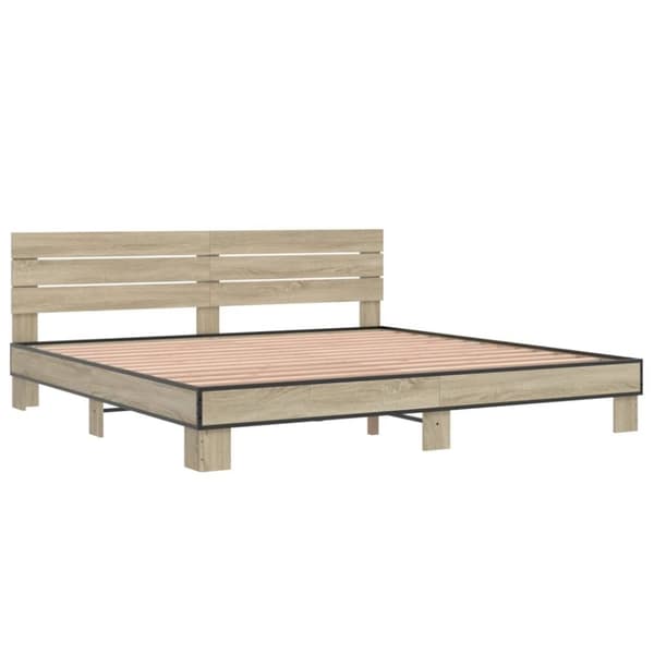 vidaXL sengestel 180x200 cm konstrueret træ og metal sonoma-eg