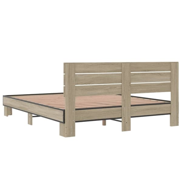 vidaXL sengestel 160x200 cm konstrueret træ og metal sonoma-eg