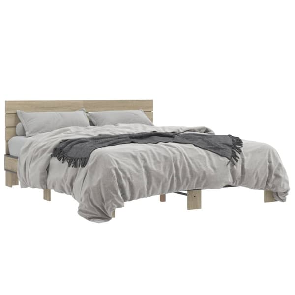 vidaXL sengestel 160x200 cm konstrueret træ og metal sonoma-eg