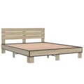 Miniatyrbillede 1 af 9: vidaXL sengestel 160x200 cm konstrueret træ og metal sonoma-eg