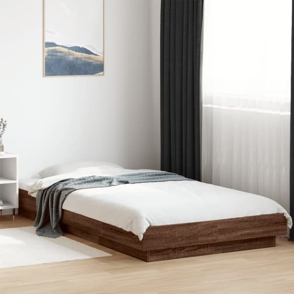 vidaXL sengeramme 90x190 cm konstrueret træ brun egetræsfarve