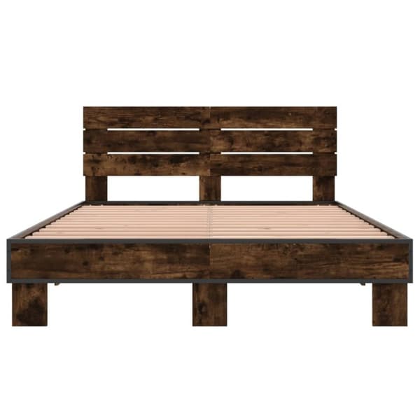 vidaXL Sengeramme røkt eik 120x190 cm konstruert tre og metall