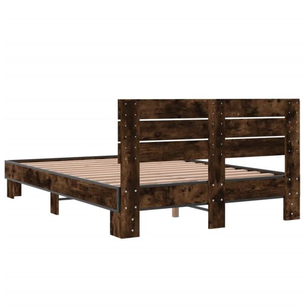 vidaXL Sengeramme røkt eik 120x190 cm konstruert tre og metall
