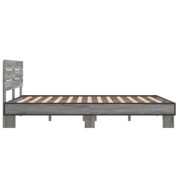 vidaXL Sengeramme grå sonoma 140x200 cm konstruert tre og metall