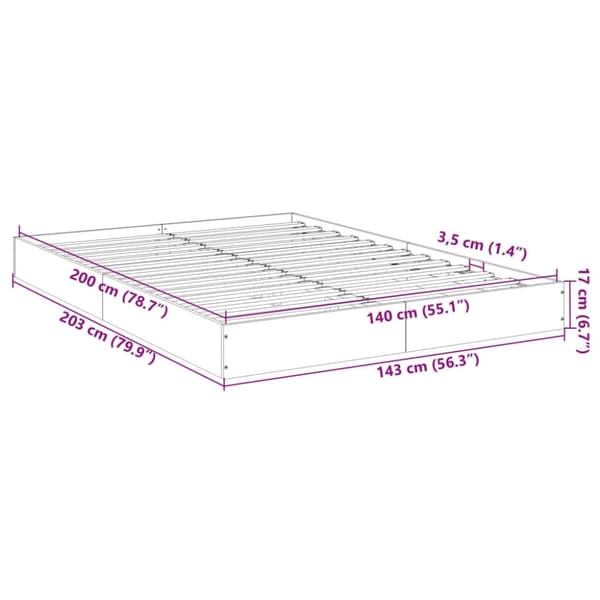 vidaXL Sängynrunko ilman patjaa Sonoma tammi 140x200 cm tekninen puu