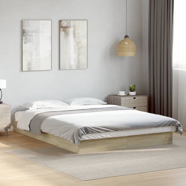 vidaXL Sängynrunko ilman patjaa Sonoma tammi 140x200 cm tekninen puu